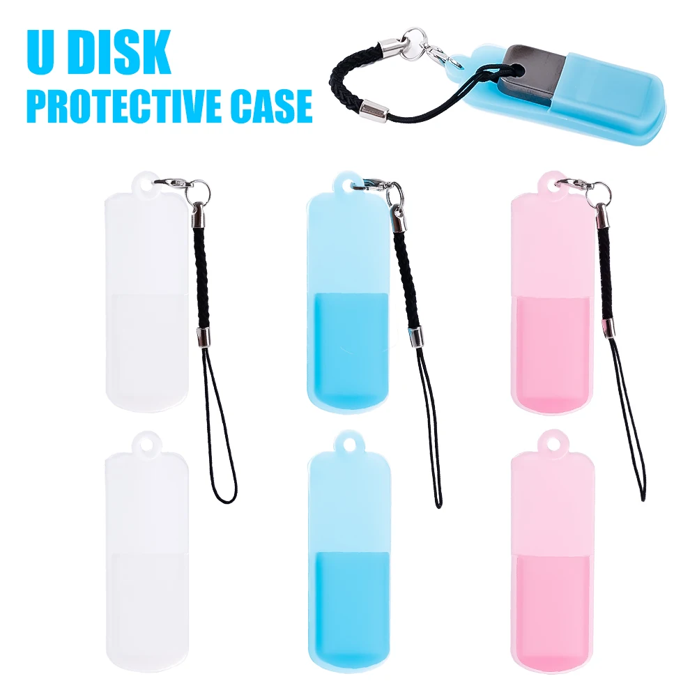 U Disk Silicone Protective Cover with Lanyard Soft Dustproof Waterproof Anti-fall Protection Sleeve for U Flash Drive Protector