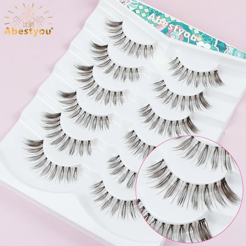 

Abestyou 3d 6pairs Dark Brown Mink Strip Lashes Invisible Clear Band Blond Faux Cils Mink Manga Fox Lash Cabelo Na Cor Xhocolate