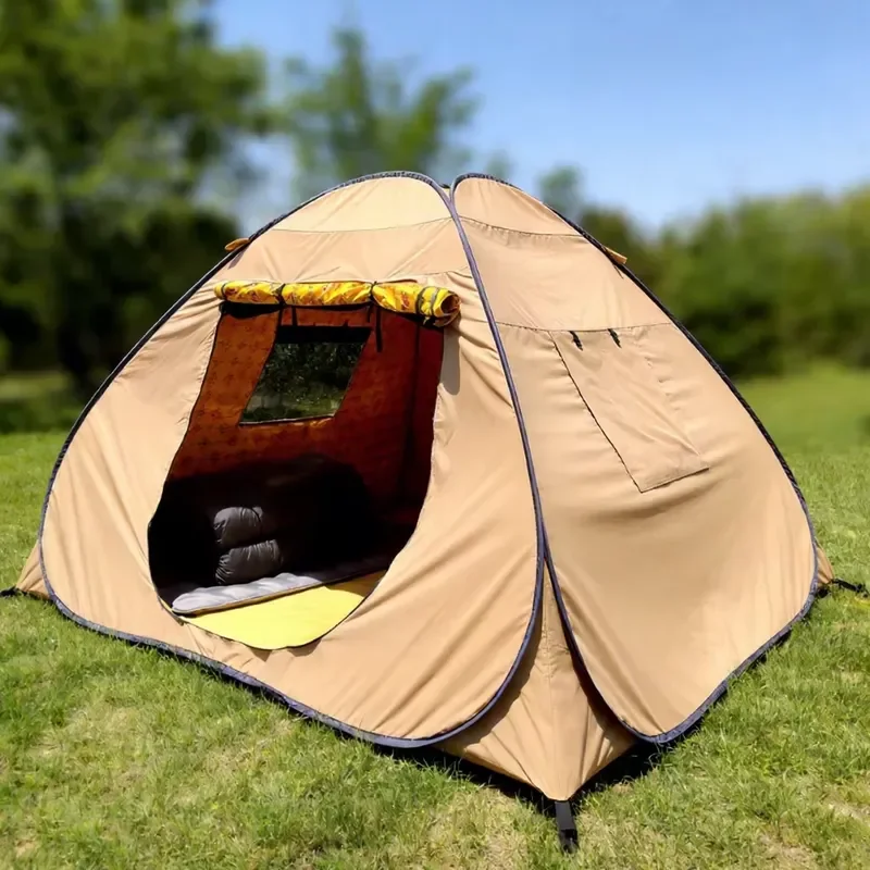 OULUO TC Cotton Canvas Pyramid Tent 2 Doors 2 Windows Waterproof 3000mm Family Camping Glamping Outdoor Tent