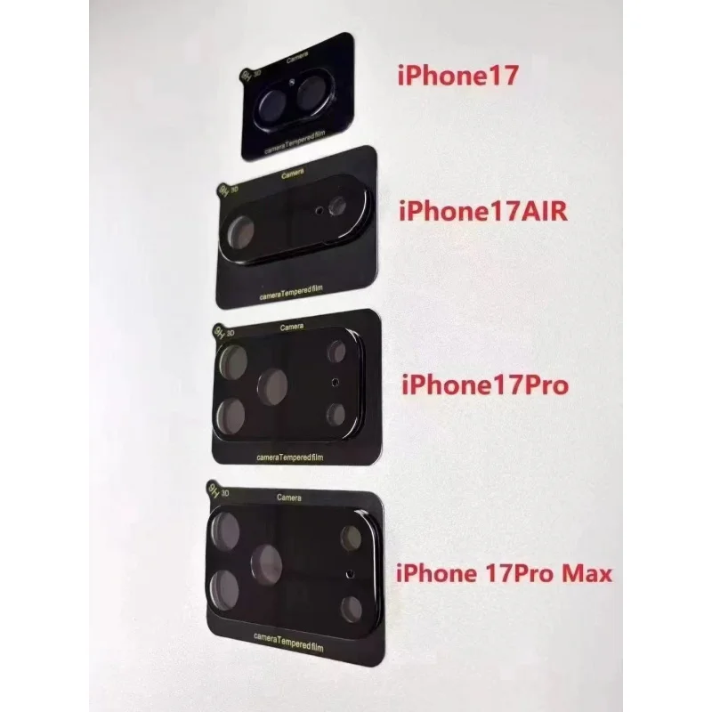 Odpowiedni do iPhone'a 17 Air, przezroczysta folia ochronna na obiektyw aparatu 3D stereoskopowa do Apple 17 Pro Max, folia ochronna na obiektyw z sitodrukiem.