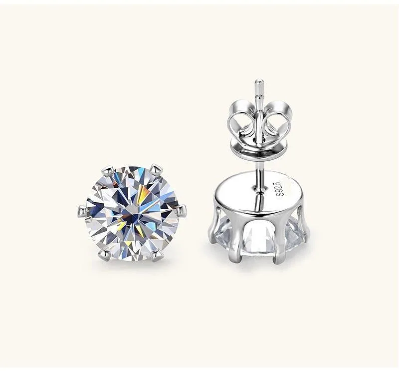 

TY 0.2-6Carat Moissanite Stud Earrings For Women Men D Color Lab Diamond Earring 925 Sterling Silver Ear Piercing Jewelry