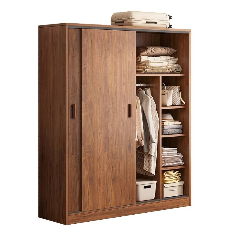 Armoire simple pour chambre à coucher, maison ou location, armoire verticale économique à assembler avec porte coulissante pour rangement
