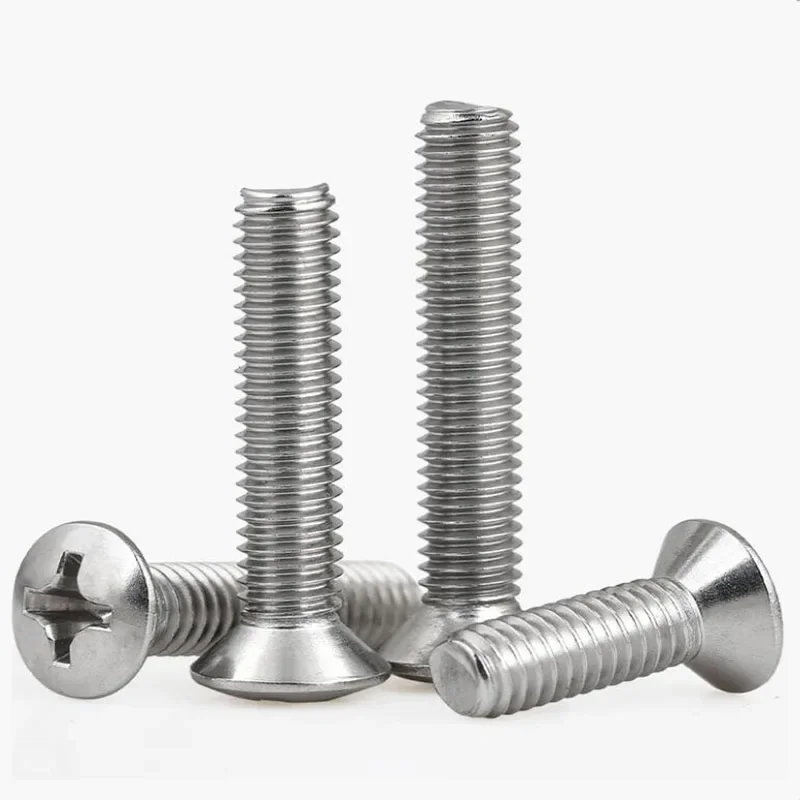 50-200pcs M2 M2.5 M3 M4 M5 M6 GB820 DIN966 A2-70 304 Stainless Steel Cross Phillips Raised Countersunk Head Half Oval Screw Bolt