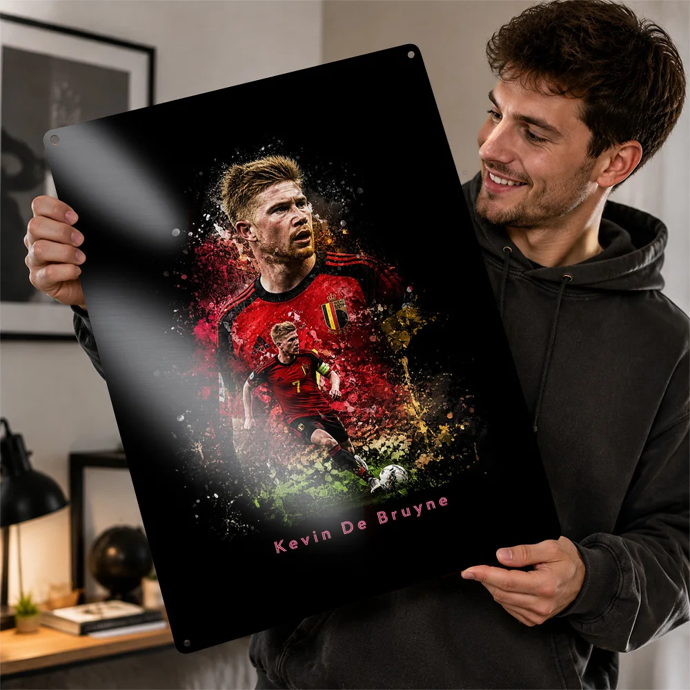 Kevin De Bruyne Football Aluminum Poster Customized Metal Tin Sign Club Legacy Style Wall Art For Collector Den And Fan Lounge