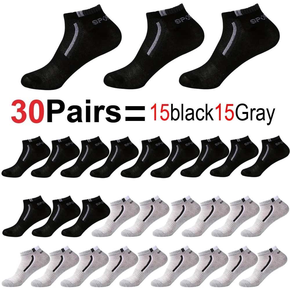 30Pairs Männer Socken Mesh Atmungsaktive Kurze Casual Socken Farbe-block Sport Socke Sport Socken Absorbieren Schweiß Knöchel