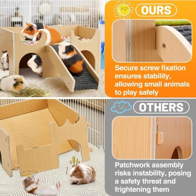 Hamster House Climbing Stair Natural Cave Small Pet Hideouts for Syrian Hamster Easy to Assemble Habitat Decors
