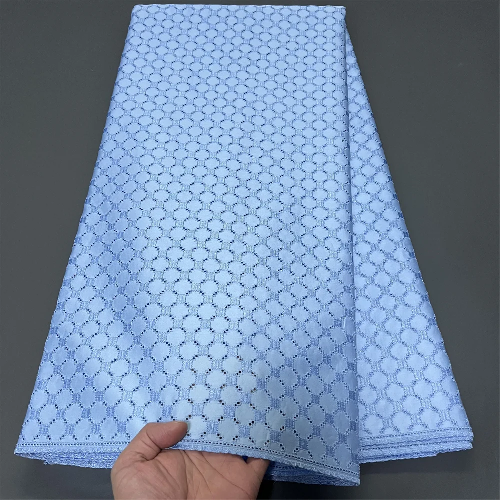 

2026 African Nigerian Tulle Lace Fabric for Dress Sewing High Quality Damask Cotton Pure Embroidery Wedding Party hz1408 5Yard