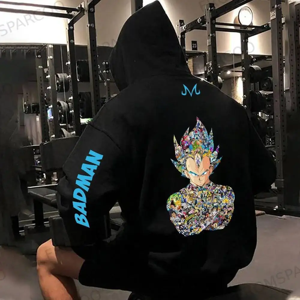 

Dragon Ball Z Goku толстовка с капюшоном и длинными рукавами, хлопковая толстовка с карманом кенгуру, свободный крой, оверсайз для мужчин, осень-зима
