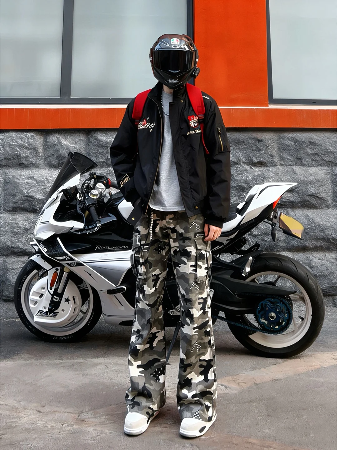 

Camouflage Work Trousers Men's Spring American Vibe Logging Knife Straight Leg Micro Flared Pants Large Pocket Loose Fit Casu...