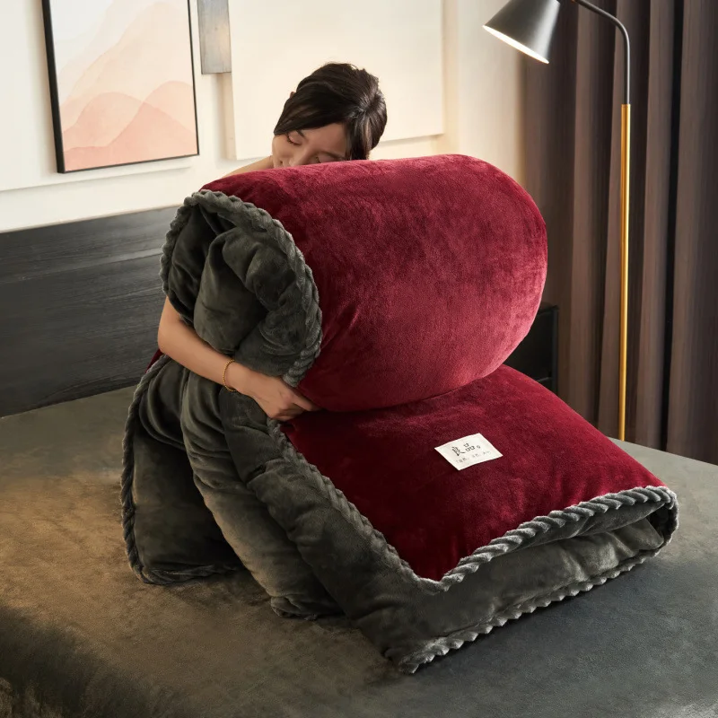 

New black gold milk fleece solid color quilt cover single piece winter thickened warm quilt cover, excluding quilt core