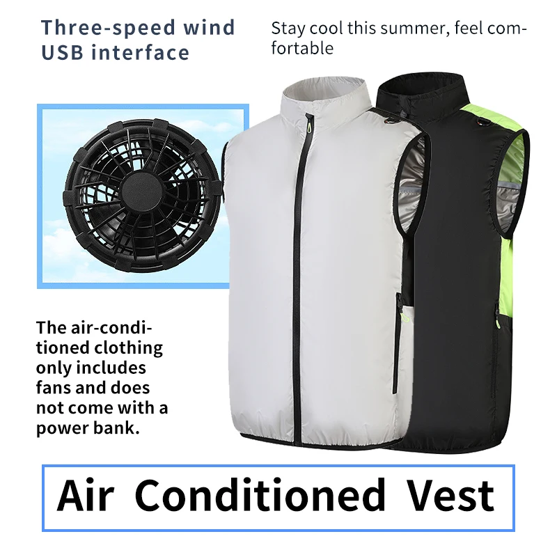 USB-Powered Cooling Vest with Reflective Back Panel—Ideal for High-Temperature Work Environments and Outdoor Leisure Activities