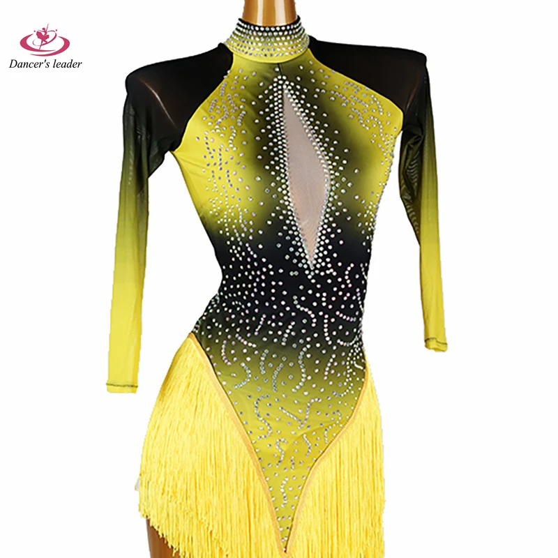 

Latin Dance Adult And Children'S Dress High-End Custom Blended Two-Color Floral Dress Tango Women'S Professional Clothing