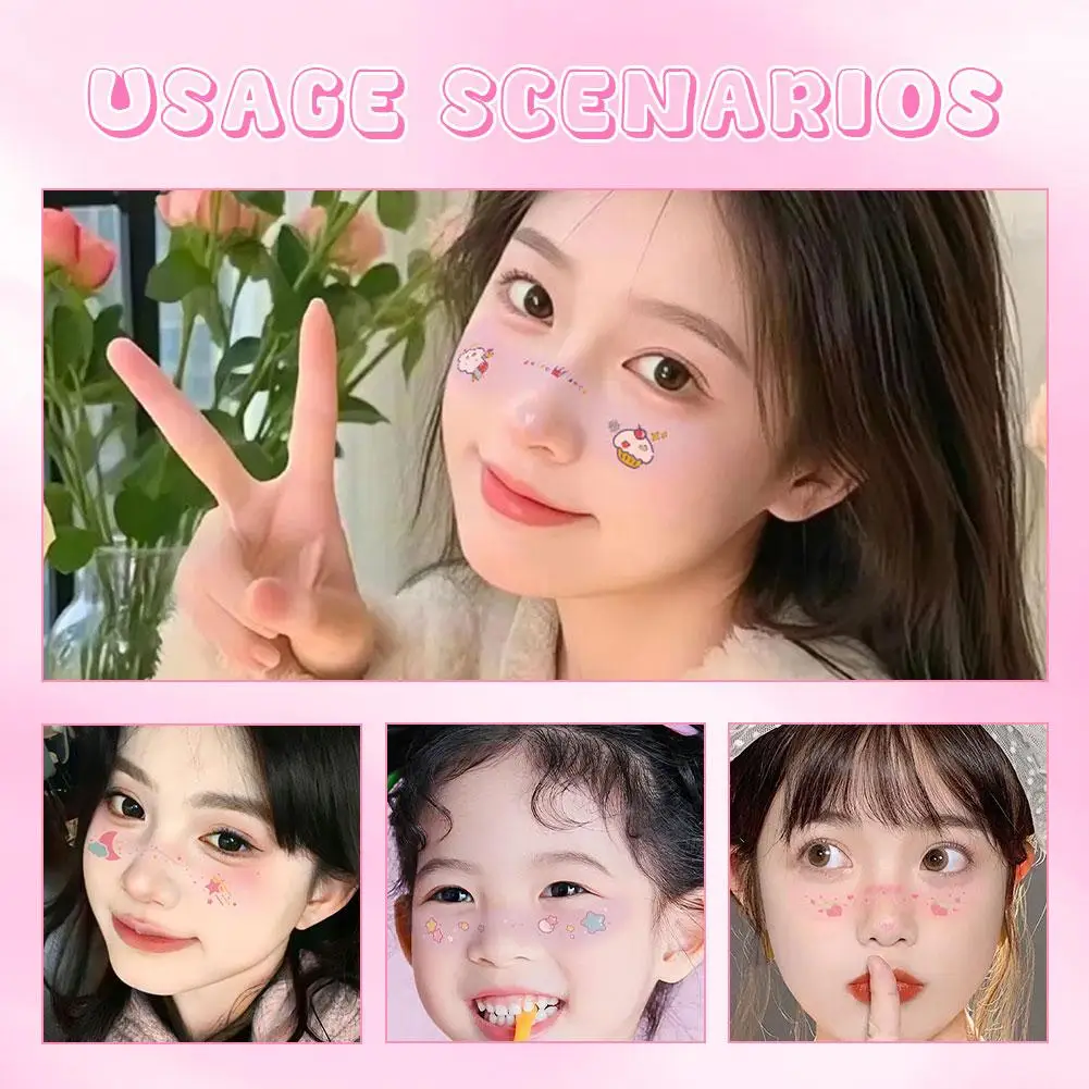 ملصق مكياج للوجه ركن العيون، ملصق تاتو مؤقت، فن الجسم، حفلة ذاتية اللصق، حب إبداعي، لطيف، ملون، حلو