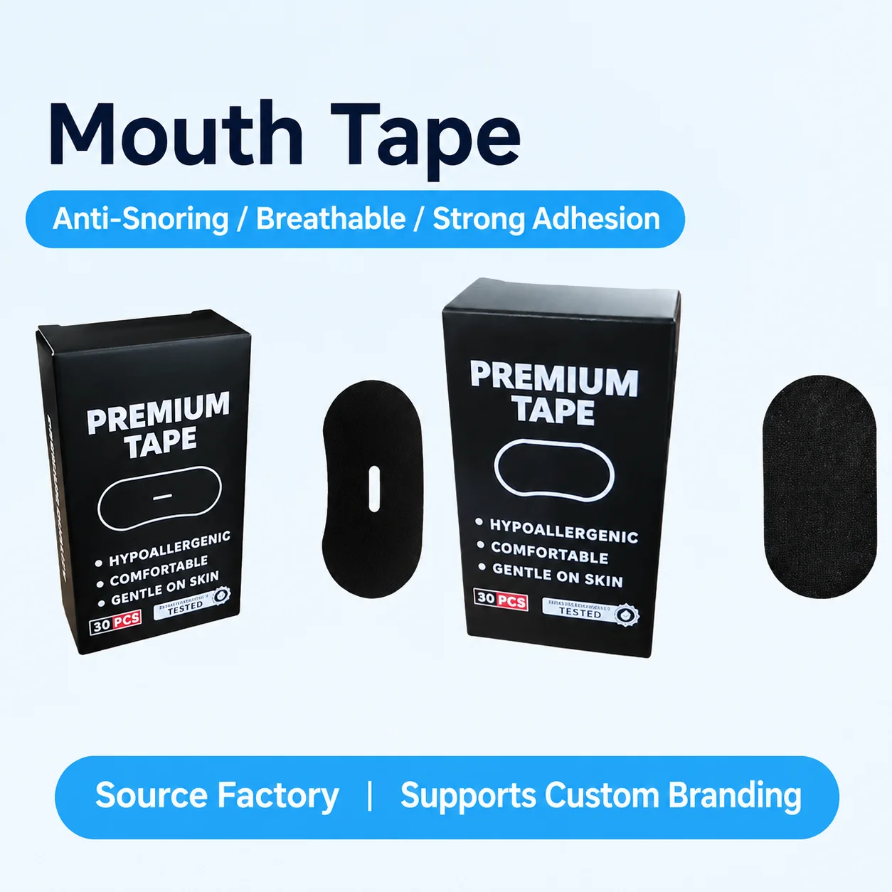 Oval Sleep Mouth Tape for Nasal Breathing Gentle Mouth Closure Strips Hypoallergenic Breathable Night Use Adults