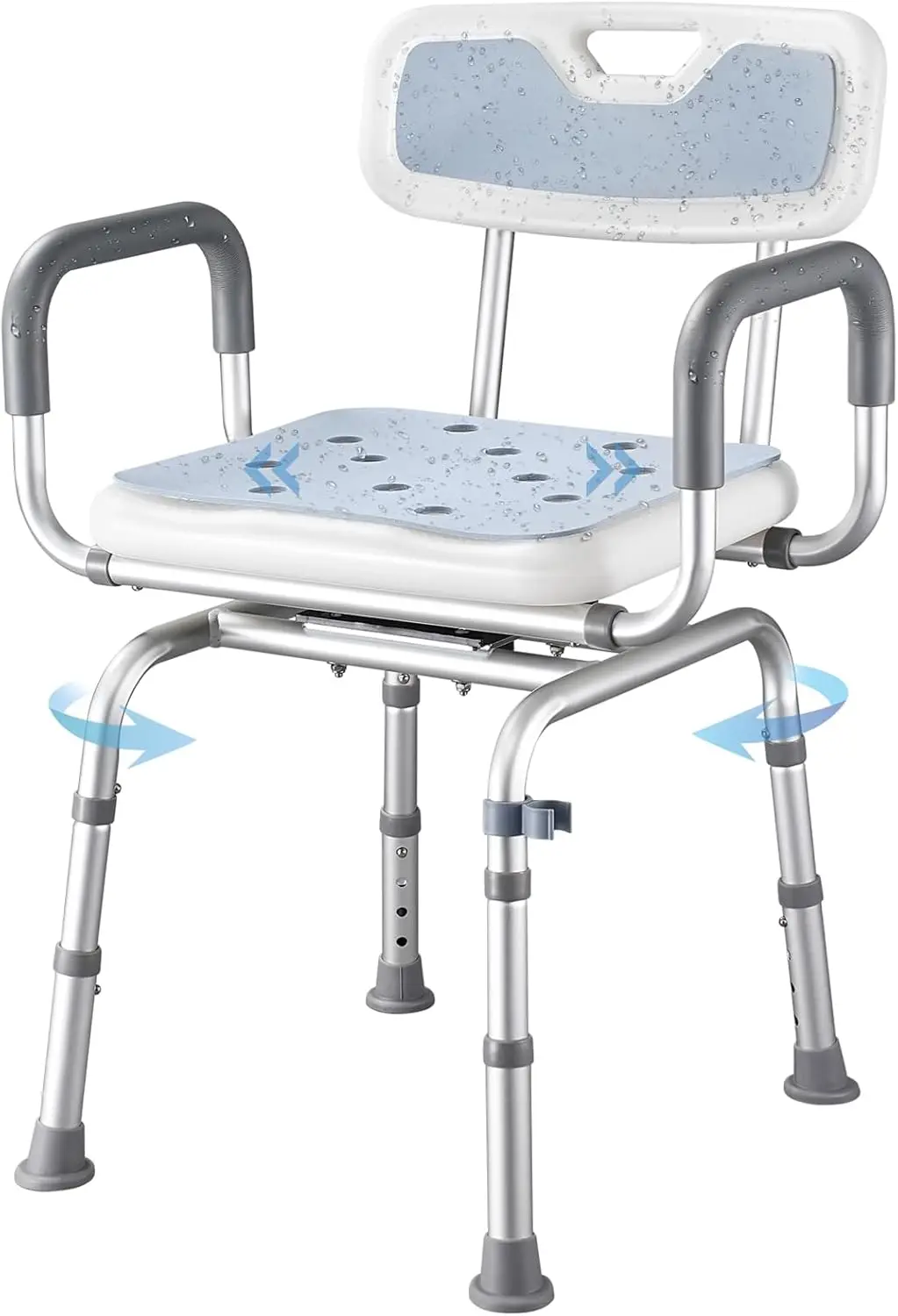 Shower Chair with Arms and Back, Hybodies Rotatable Shower Chair with Adjustable Height, Non-Slip Bath Tub Transfer Stool, Safe