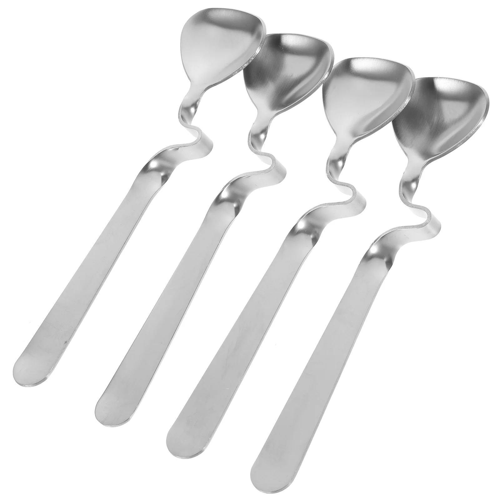 

4 Pcs Serving Utensils Honey Mixing Spoon Iced Tea Spoons Decorate Curving Handle Household Silver Premium