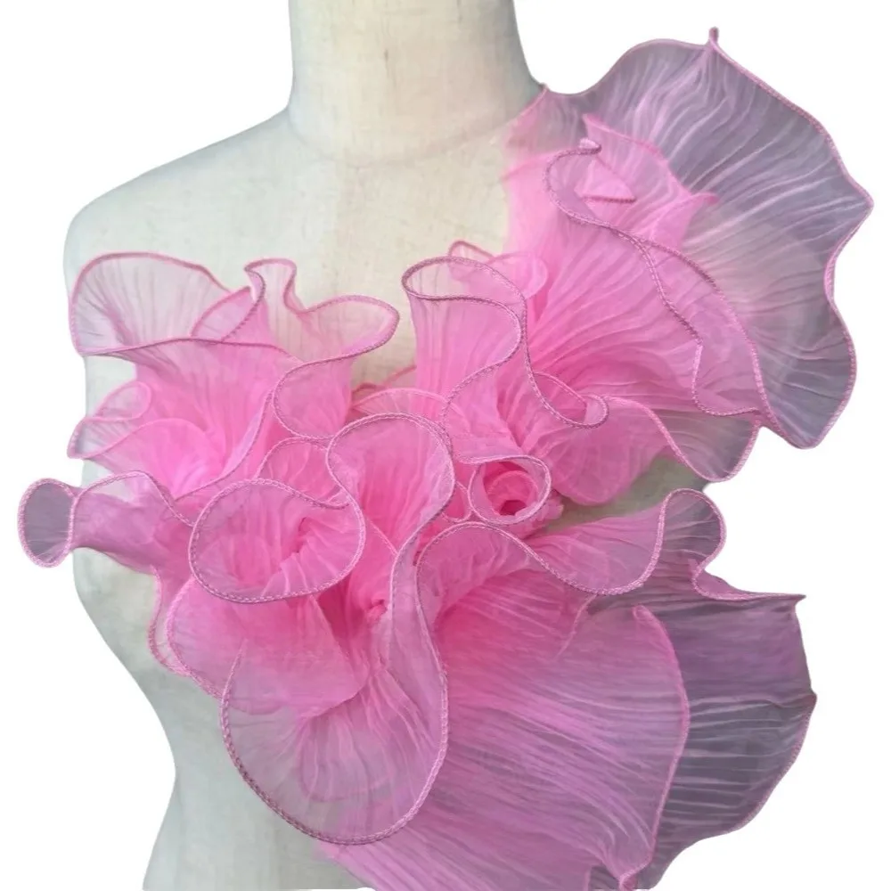 1 Yard Pleated Fabric Magic Color Ruffle Pleated Pleated Lace Double Layered Organza Translucent Mermaid Lace Skirt Decoration