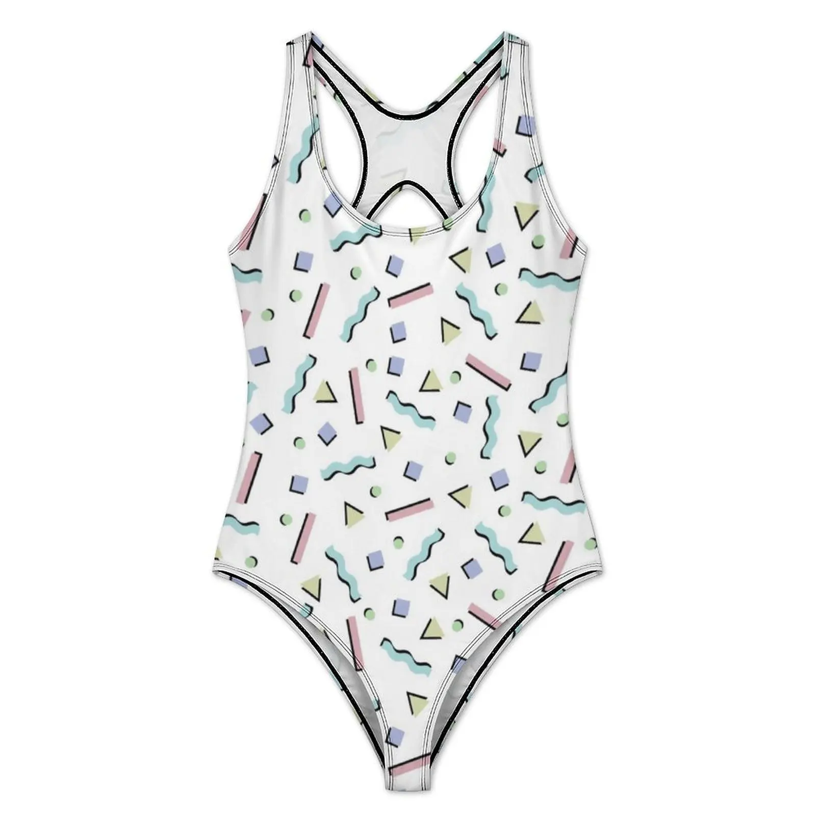 Memphis Pattern Swimsuit Sexy Modern Funky 90s One Piece Swimwear Push Up Bodysuit Fashion Surfing Bathing Suits