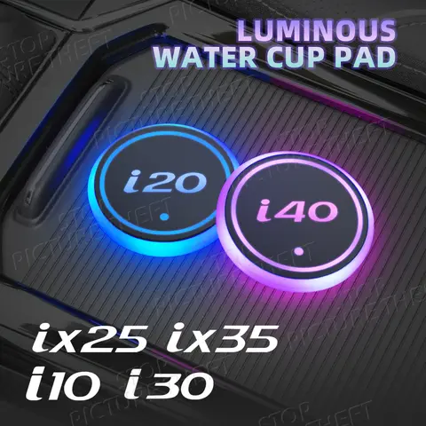 현대 I30 I10 I20 Ix25 Ix35 N 라인 로고 엠블럼 Led 자동차 워터 컵 매트 음료 홀더 자동 인테리어 장식