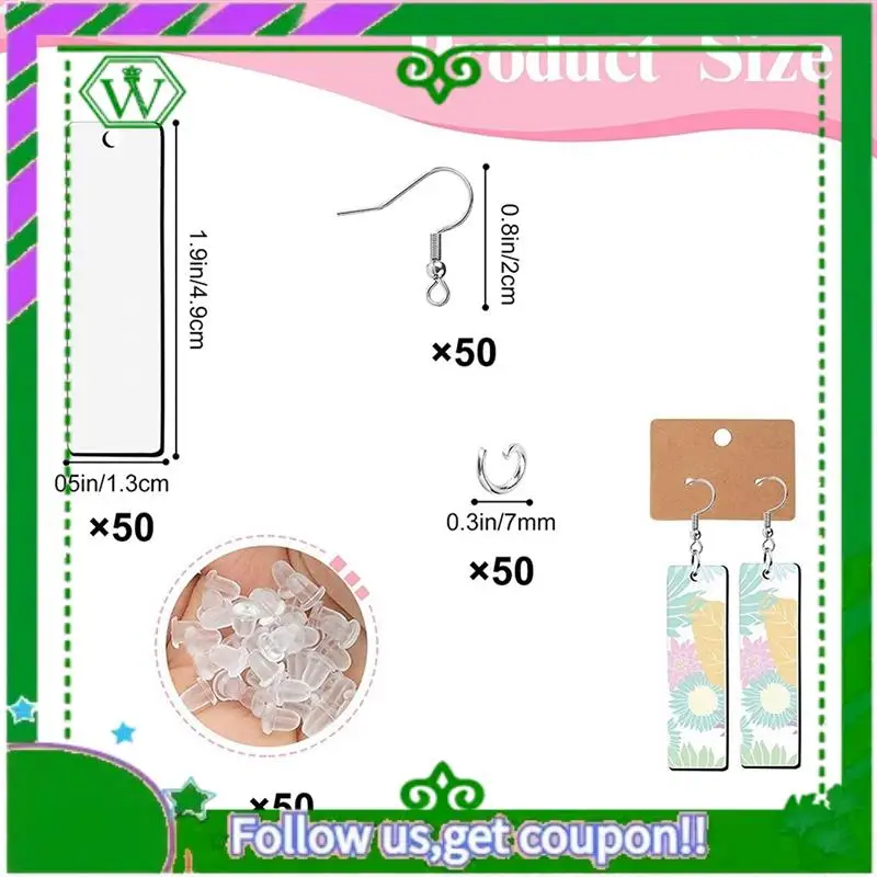 

Latest-100Pcs Sublimation Blank Earrings Rectangular, Heat Transfer Earring Pendant With Earring Bags, DIY Making Sublimation