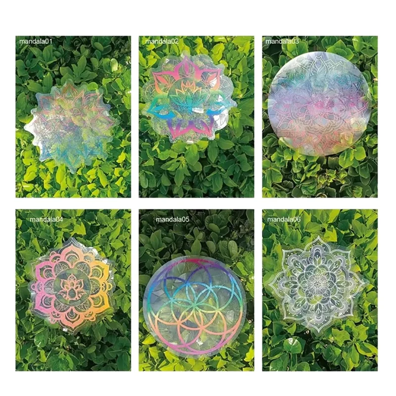 ABJN-6 قطعة/المجموعة بولي كلوريد الفينيل الزجاج Suncatchers الشمس الماسك ملصقات نافذة قوس قزح صانع جدار صائق الفن غرفة نوم غرفة الاطفال ديكور المنزل #4