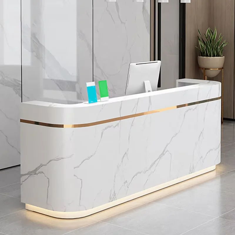 Custom Register Wood Front Beauty Salon Bar Reception Desk Commercial Office Beauty Leisure Club Reception Desk