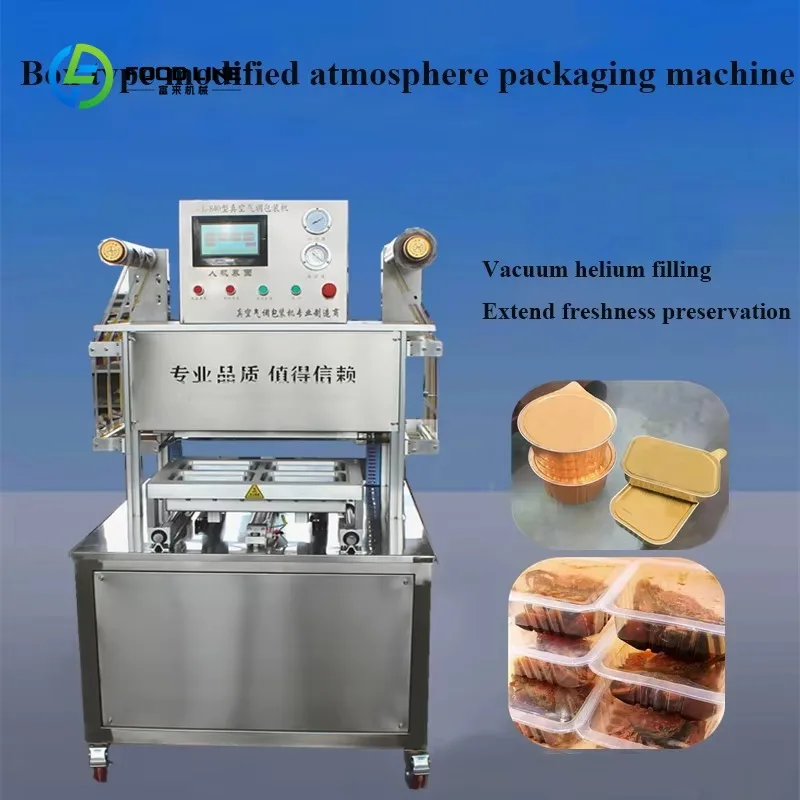 Customized Electric Industrial Plastic Vacuum Sealing Machine Tray Nitrogen MAP Gas Filling for Food Takeaway Packaged