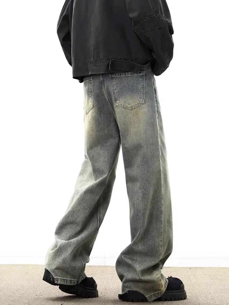 Jean américain rétro Cleanfit à jambes larges pour hommes, tendance, ambiance de rue, ample, droit, Micro pantalon évasé, mélange de coton et de Polyester