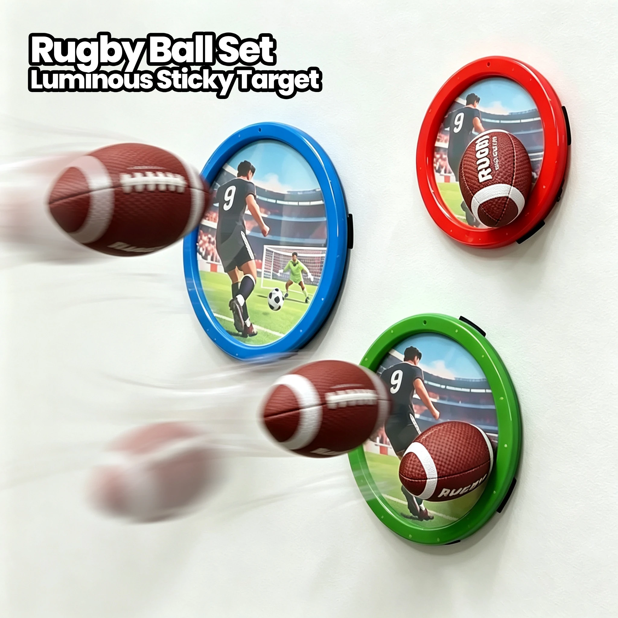 Rugby Ball Luminous Sticky Target Throwing Kids Sports Board Toy Indoor Outdoor Parent Child Interactive Games American Football