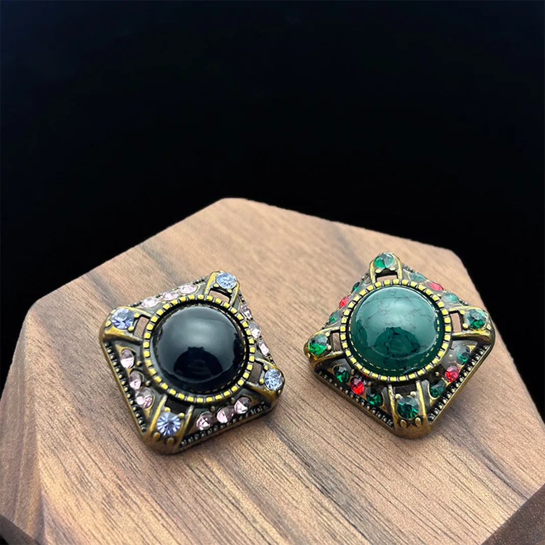 6PCS/Lot Medieval Court-style Hollowed-out Diamond-encrusted Metal Buttons Luxcy Sewing Fur Decorative Buttons