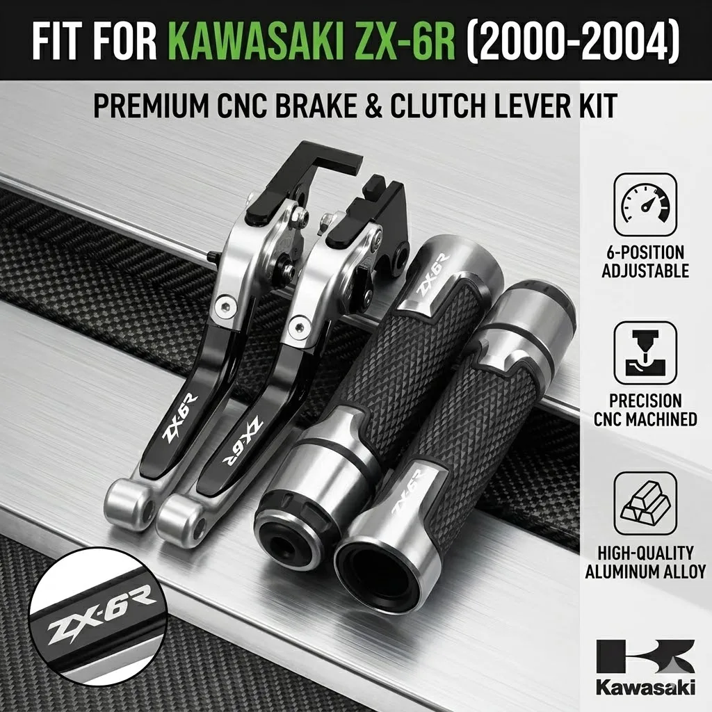 

For KAWASAKI ZX6R 2000-2004 Motorcycle Adjustable Folding Extendable Brake Clutch Levers Handlebar grips Motorcycle Accessories
