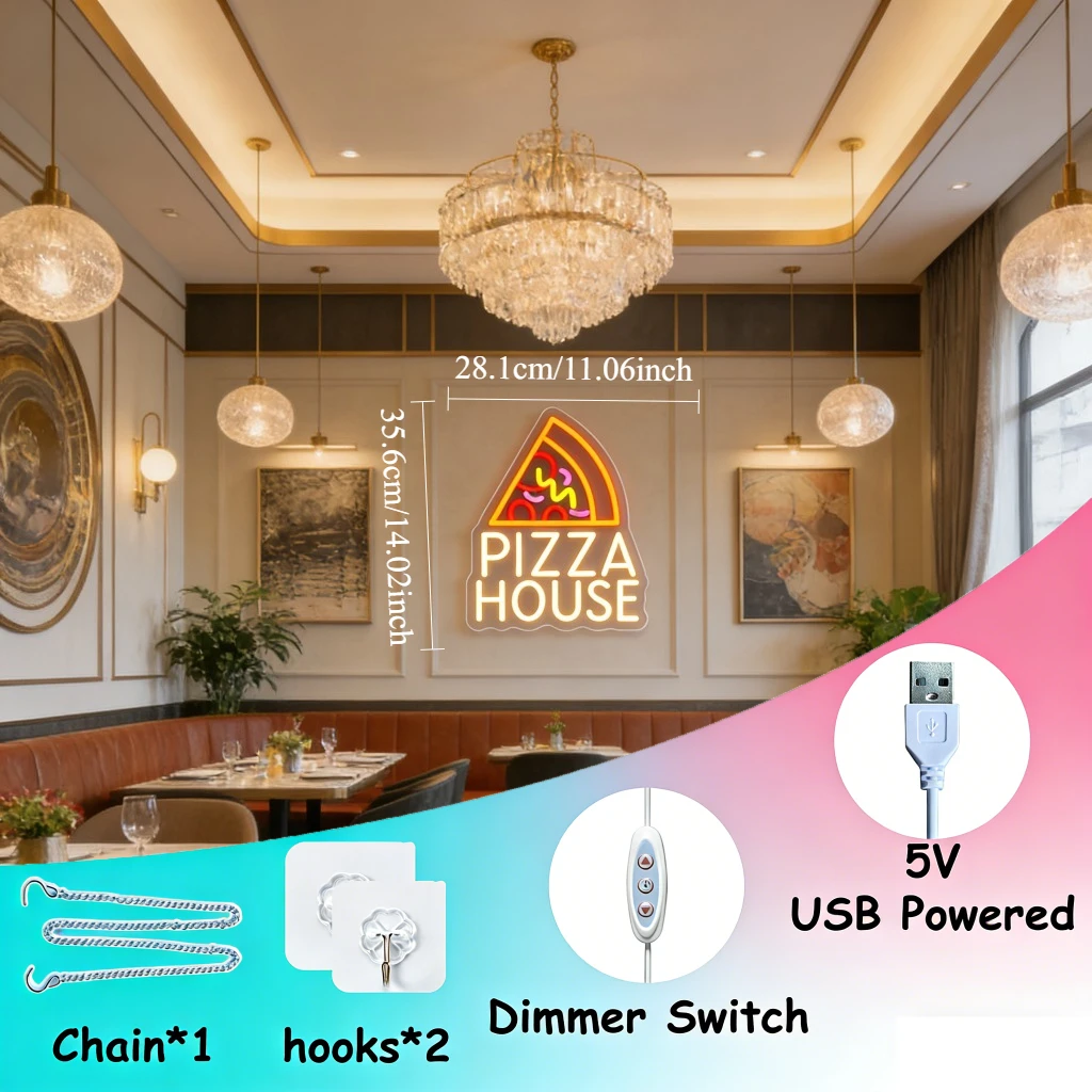 Pizza House Neon Sign USB Dimm - Commercial Kitchen Windows ulasan dan harga