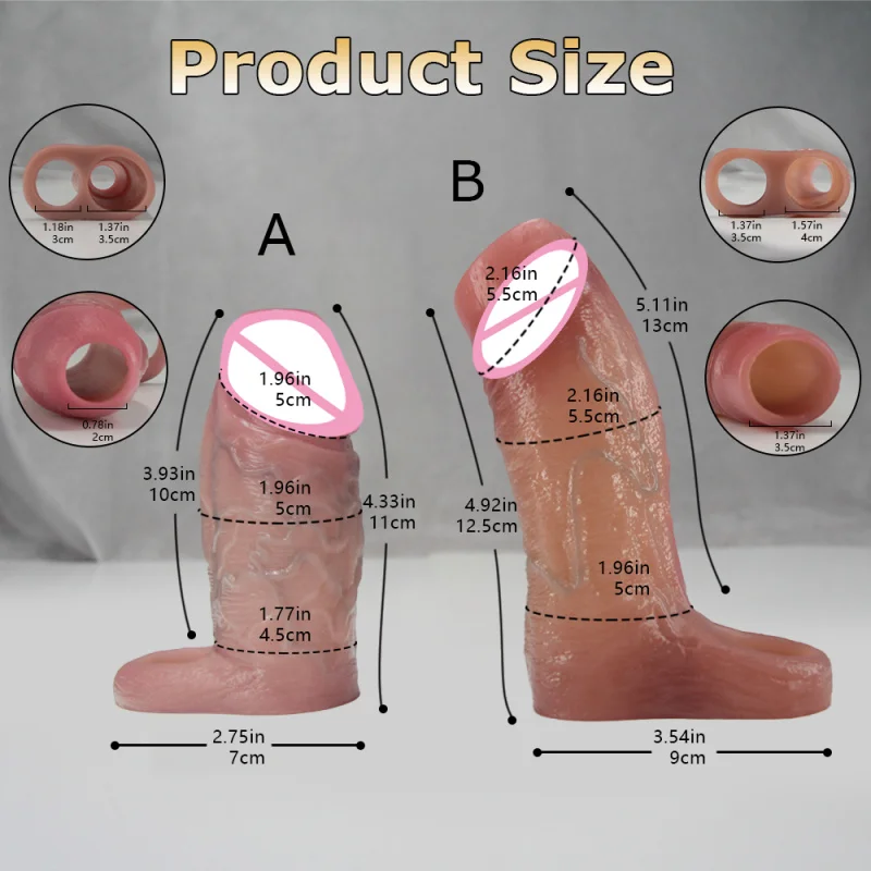 سميكة واقعية القضيب كم كبير مفتوح العضوية القذف ديك الأكمام سيليكون دسار غمد الديك توسيع الجنس لعب للرجال #3