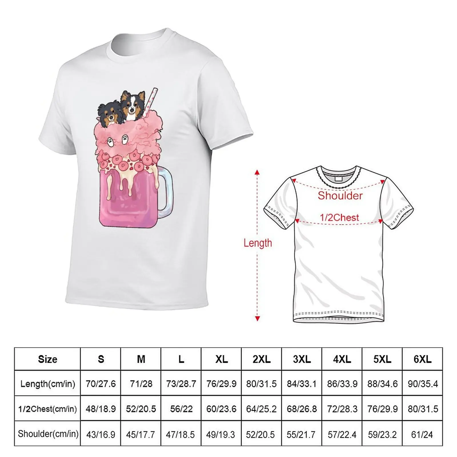 Shetland sheepdogs in Cotton candy pastel pink milkshake T-Shirt anime figures plus size tops big and tall t shirts for men