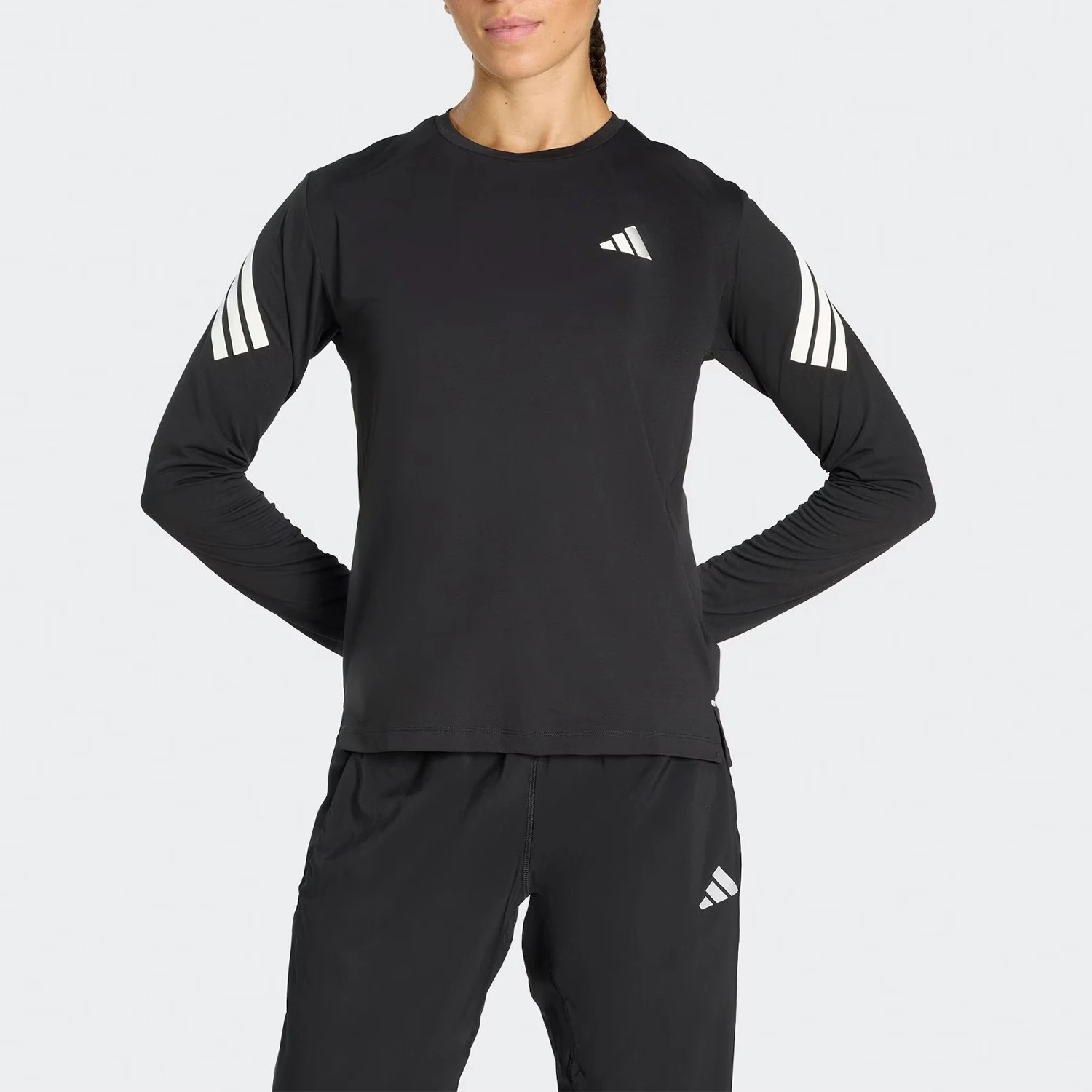 

Оригинальная женская спортивная дышащая футболка Adidas с длинными рукавами и круглым вырезом для бега, весна, модель KE6840