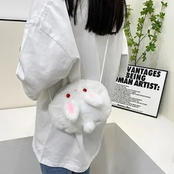 Cartoon Plush Rabbit Messenger Bags Kids Animals Crossbody Bag Girls Casual Cute Purse Bag Coin Purse Wallets Handbag