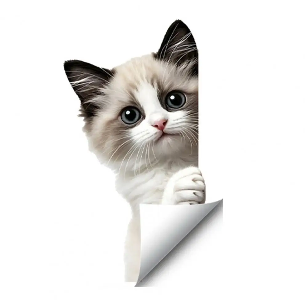 Cute Pet Window Decals No Glue Glass Stickers Cute Pet Static Stickers 3d Peeking Window Decals Waterproof Removable for Home