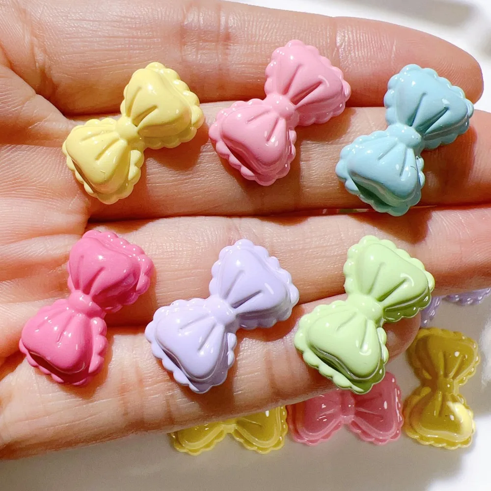 5pcs Mini Bowknot Resin Accessory Materials DIY Candy Color Shoe Buckle Handmade Hat Patch Phone Case Decoration Jewelry Making