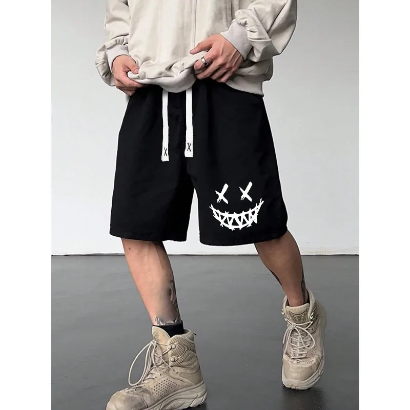 

Men's Solid Color Fashionable Shorts, Men's Printed Drawstring Waist Shorts, Casual Y2K Sports Streetwear