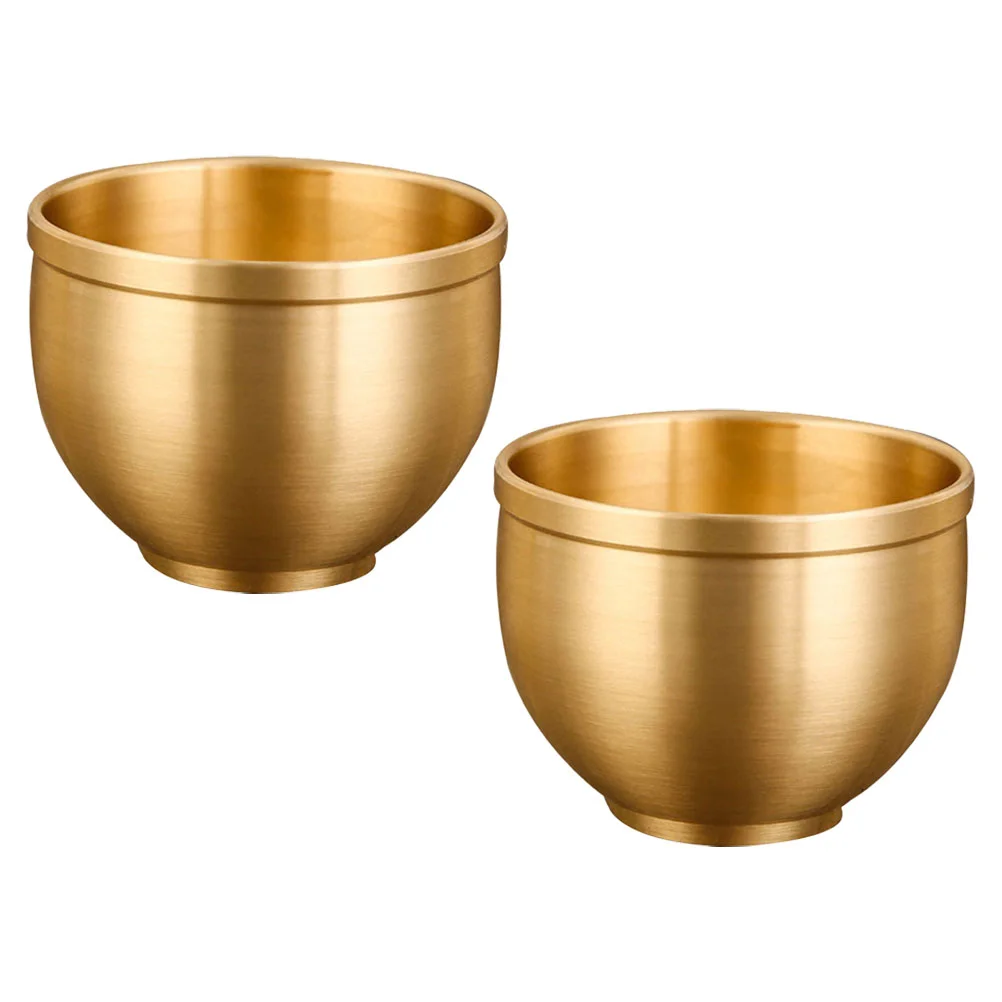 

2 Pcs Vintage Cup Lovers Know Mug Sake Cups Brass Gold Bowl Chinese Style Copper Tea