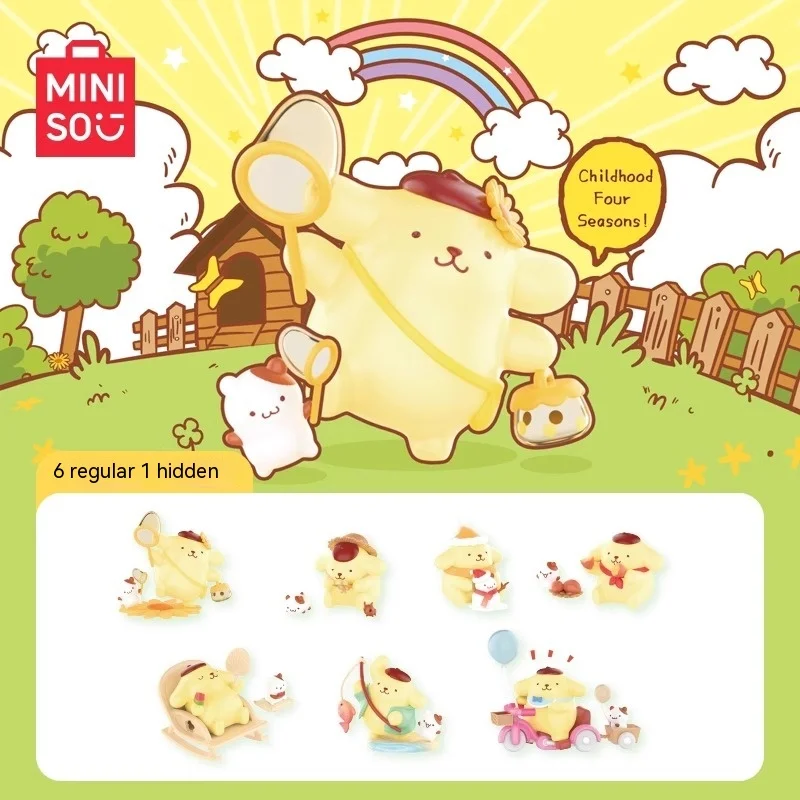 MINISO Sanrio Blind Box Pompompurin Childhood Seasons Series Model Ornaments Birthday Gift Kawaii Animation Peripheral Toys