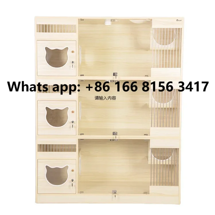 

Wood Pet Products Pet Condo Villa House Cat Climbing Playing Resting Sleeping Breeding Indoor Home Cage