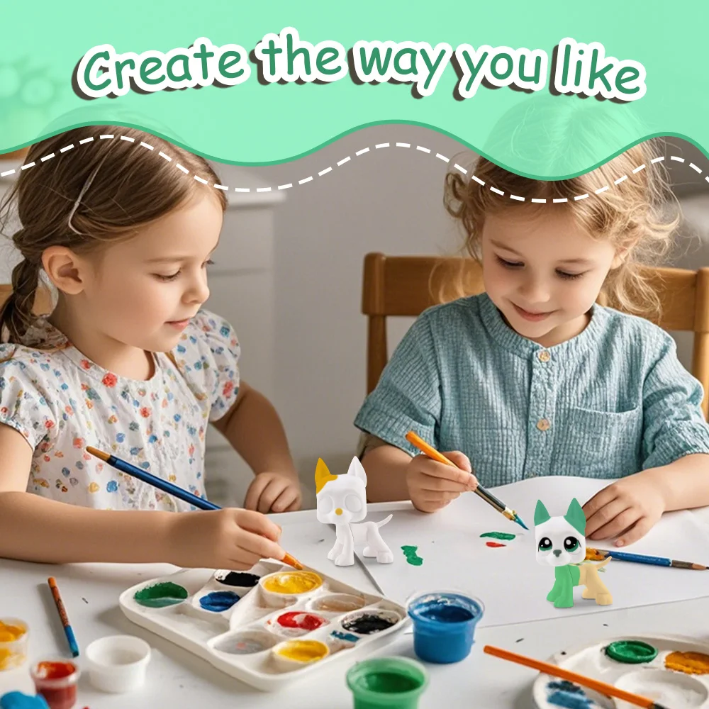 

5pcs LPS Mini Pet Shop Rare Pet Animal White Base Great Dane DIY Paint Parent Child Interactive Toys Combination Pack