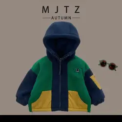 Boys Outerwear Autumn Winter Zipper Clothes with Thick Fleece 2024 New Patchwork Fashionable Lamb Wool Warm Children's Clothing