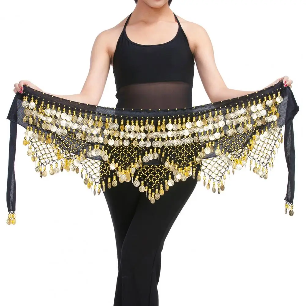 

Women Belly Chain Waist Chain Jewelry Elegant Velvet Belly Dance Waist Chain with Coin Lace-up Lightweight Hip Scarf for Women