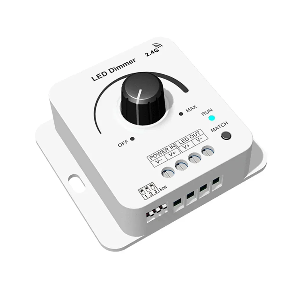 V1-KC 1CH*8A DC12V-48V Rotary LED Dimmer Controller PWM Frequency 500Hz, 2KHz, 8KHz 16KHz Selectable For Single Color LED Strip