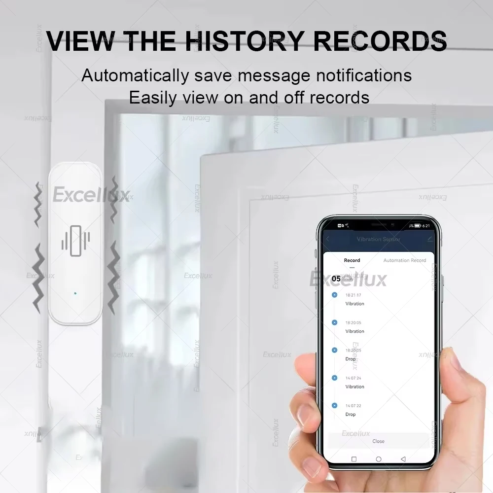 Zigbee สมาร์ทเซ็นเซอร์การสั่นสะเทือน Home Security Protection Real-time Monitor Shock Alarm Sensor ทํางานร่วมกับ Home Assistant Zigbee2MQTT