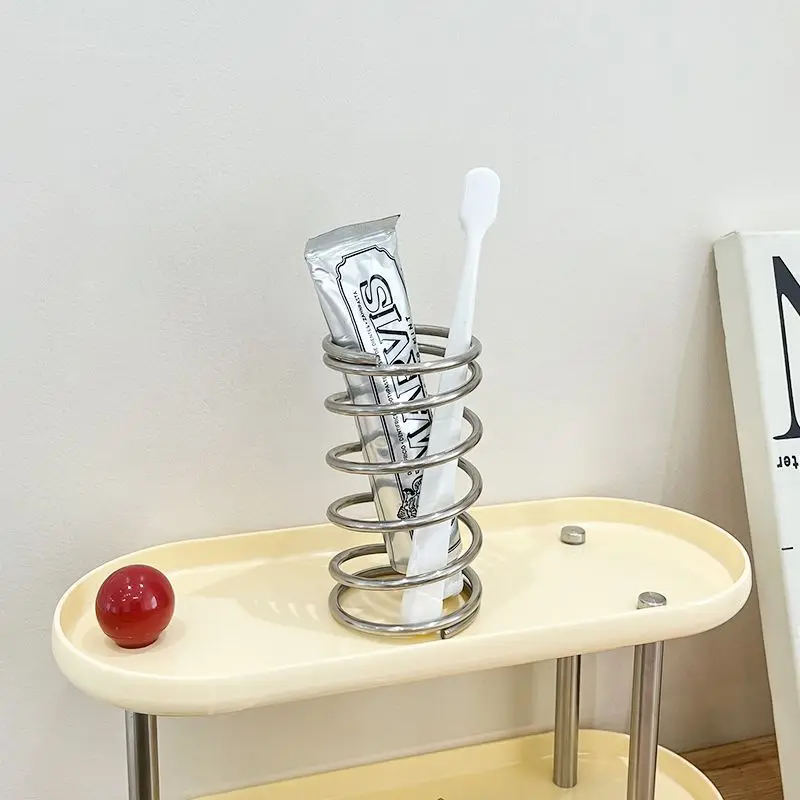 Ins Style Stainless Steel Toothbrush Holder, Simple Toothbrush Holder, Makeup Brush Storage Rack, Desktop Decoration