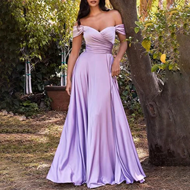 Customized Simple High End Cross Draped Slash Neck Prom Dresses Modern Popular Slim Wait Homecoming Vestidos Luxury Glossy Long