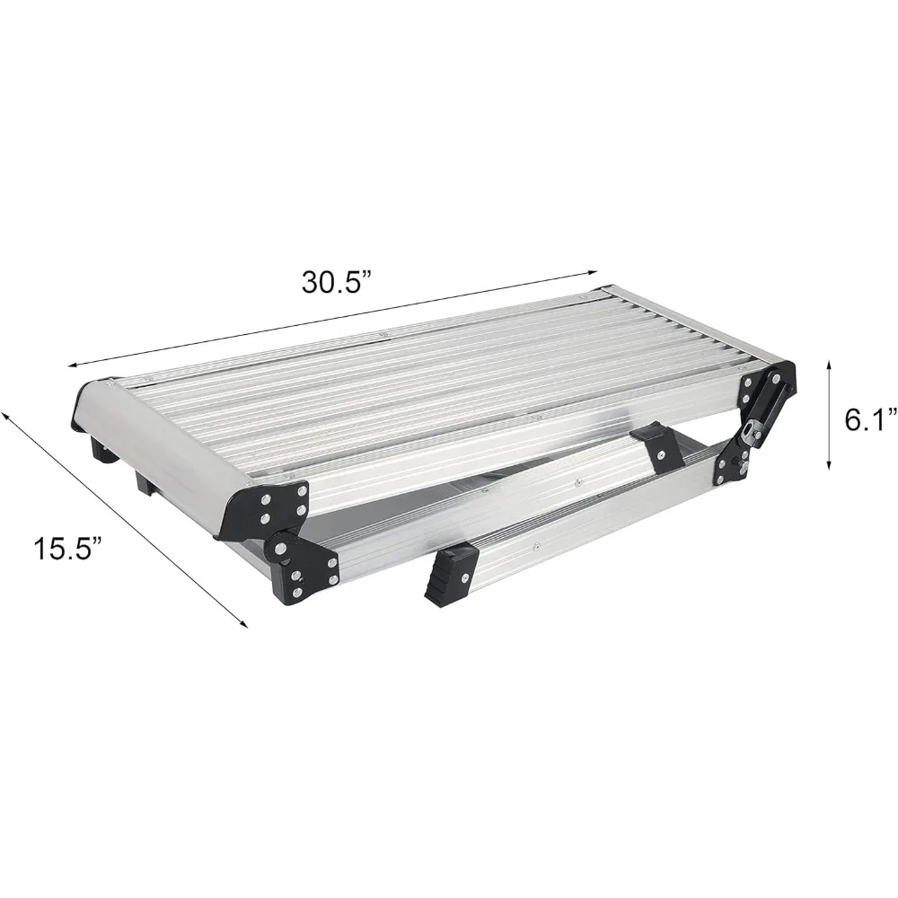 LEADALLWAY Work Platform Aluminum 30x12x20 Step Ladder Heavy Duty Foldable Aluminum Platform 330 Lbs Capacity